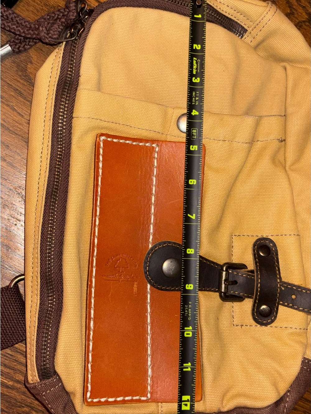 TSD Brand Hidden Woods Canvas Sling Crossbody Bag Travel Khaki Tan Multi Pocket - Picture 14 of 16
